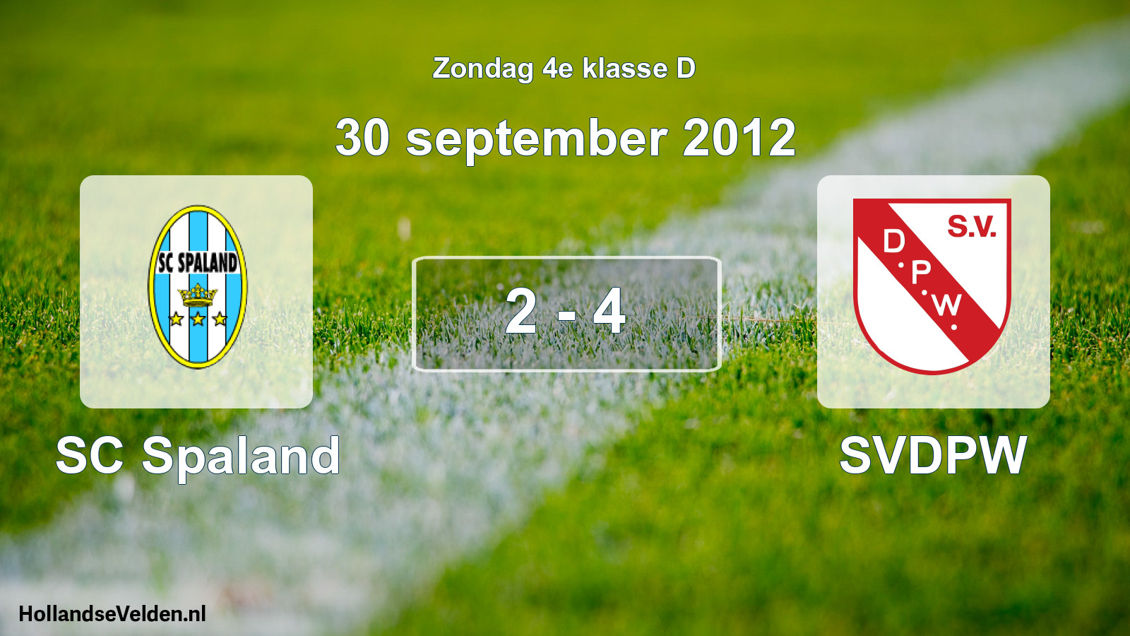 Total number of matches played: SC Spaland - SVDPW 2 - 4 (30 September 2012)