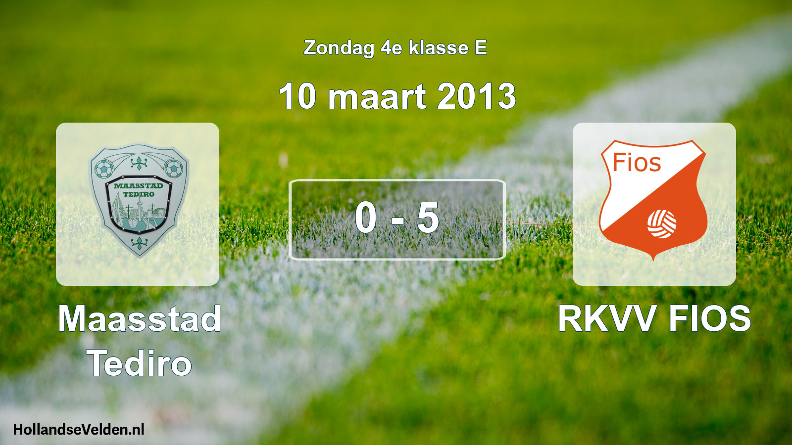 Total number of matches played: Maasstad Tediro - RKVV FIOS 0 - 5 (10 March 2013)