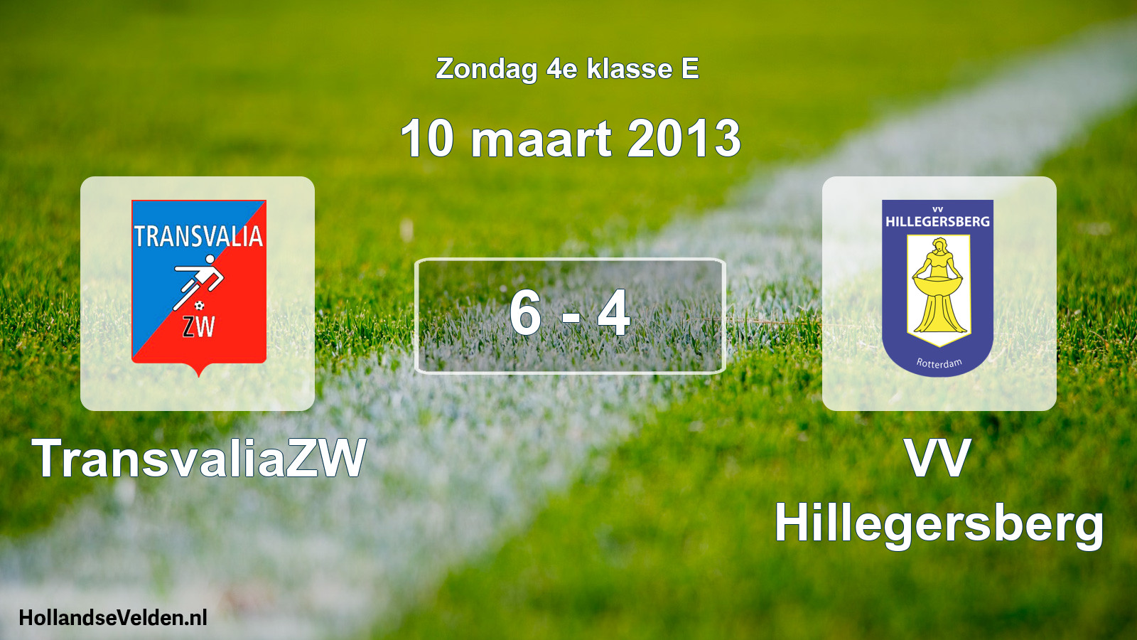 Total number of matches played: TransvaliaZW - VV Hillegersberg 6 - 4 (10 March 2013)