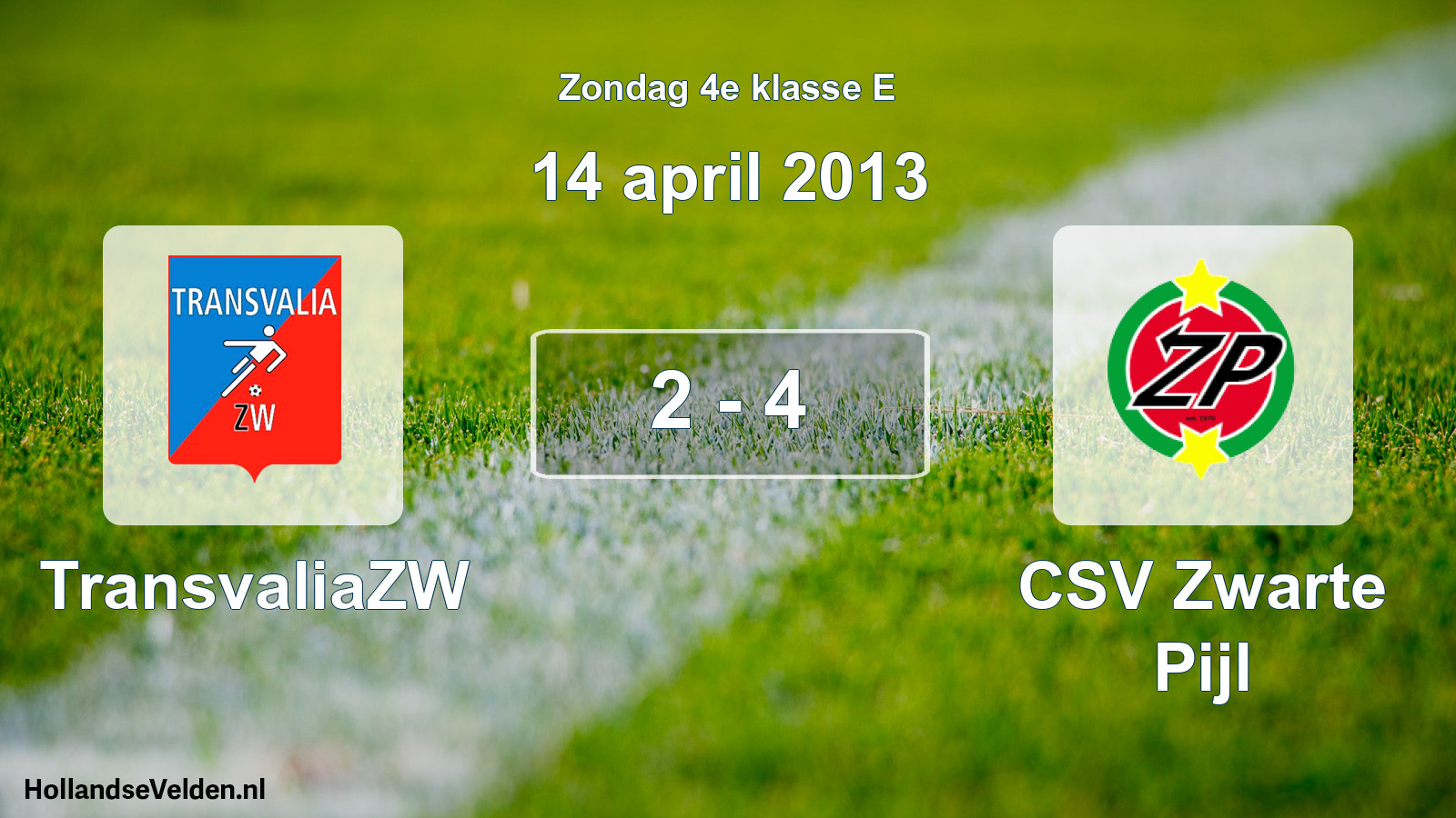 Total number of matches played: TransvaliaZW - CSV Zwarte Pijl 2 - 4 (14 April 2013)
