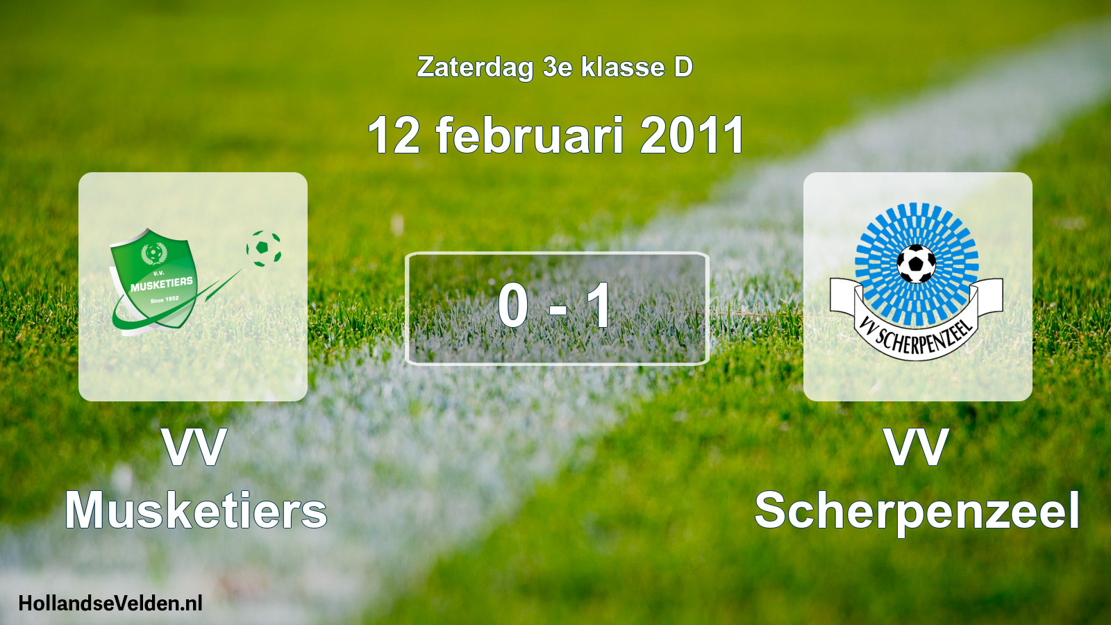 Total number of matches played: VV Musketiers - VV Scherpenzeel 0 - 1 (12 February 2011)