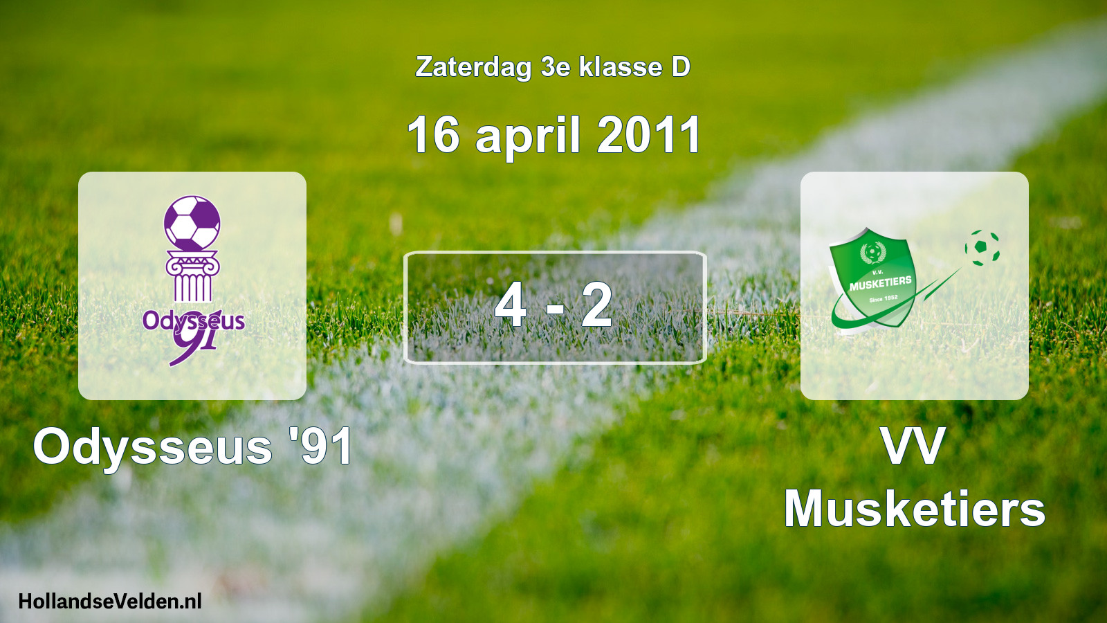 Total number of matches played: Odysseus '91 - VV Musketiers 4 - 2 (16 April 2011)