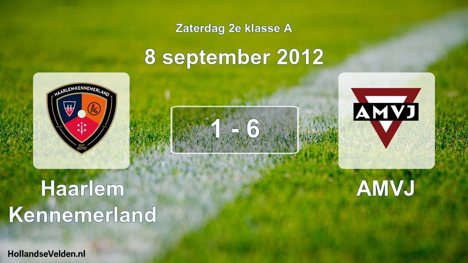 Total number of matches played: Haarlem Kennemerland - AMVJ 1 - 6 (8 September 2012)