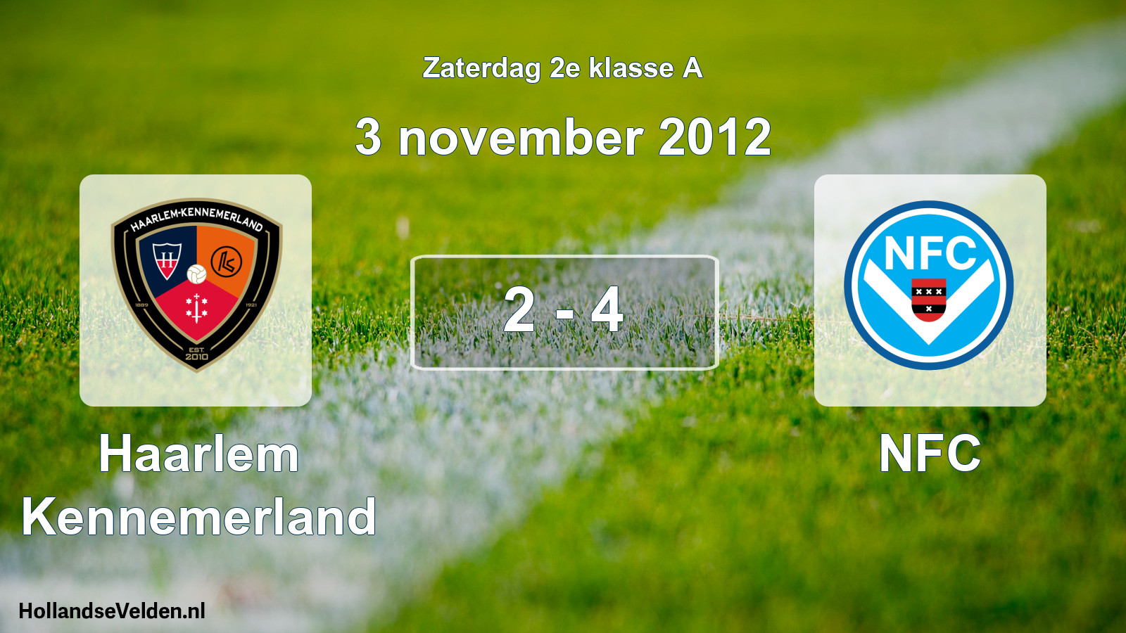 Total number of matches played: Haarlem Kennemerland - NFC 2 - 4 (3 November 2012)