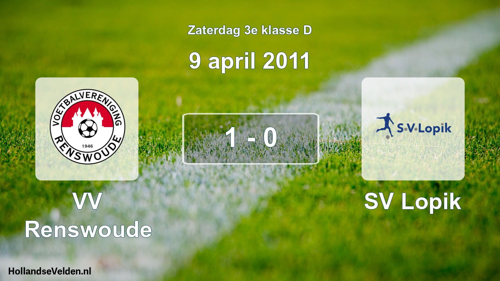 Total number of matches played: VV Renswoude - SV Lopik 1 - 0 (9 April 2011)
