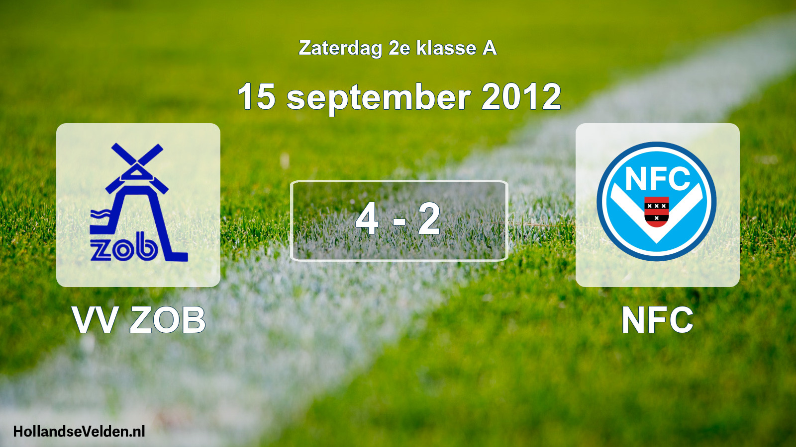 Total number of matches played: VV ZOB - NFC 4 - 2 (15 September 2012)