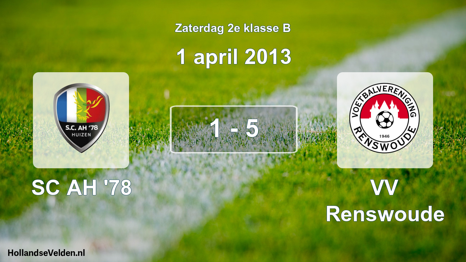 Total number of matches played: SC AH '78 - VV Renswoude 1 - 5 (1 April 2013)