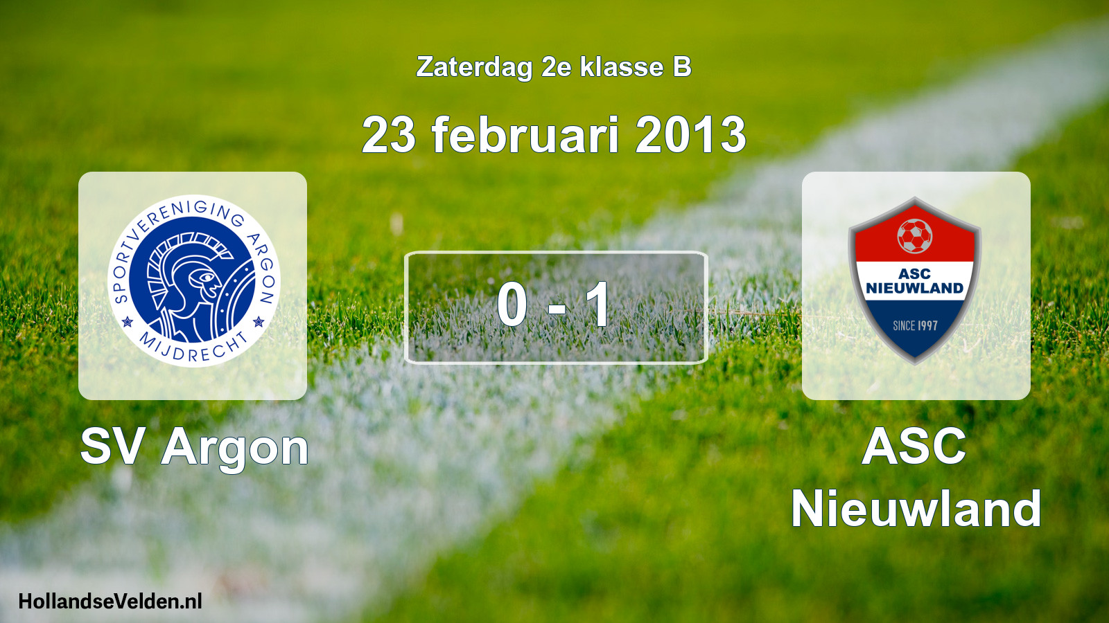 Total number of matches played: SV Argon - ASC Nieuwland 0 - 1 (23 February 2013)