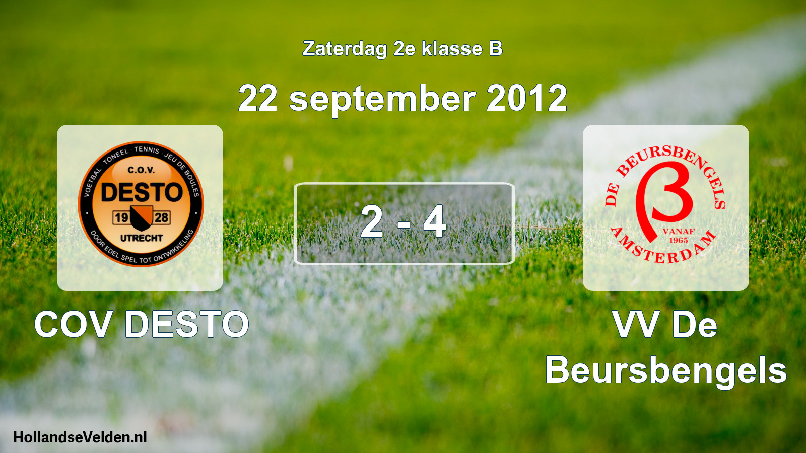 Total number of matches played: COV DESTO - VV De Beursbengels 2 - 4 (22 September 2012)
