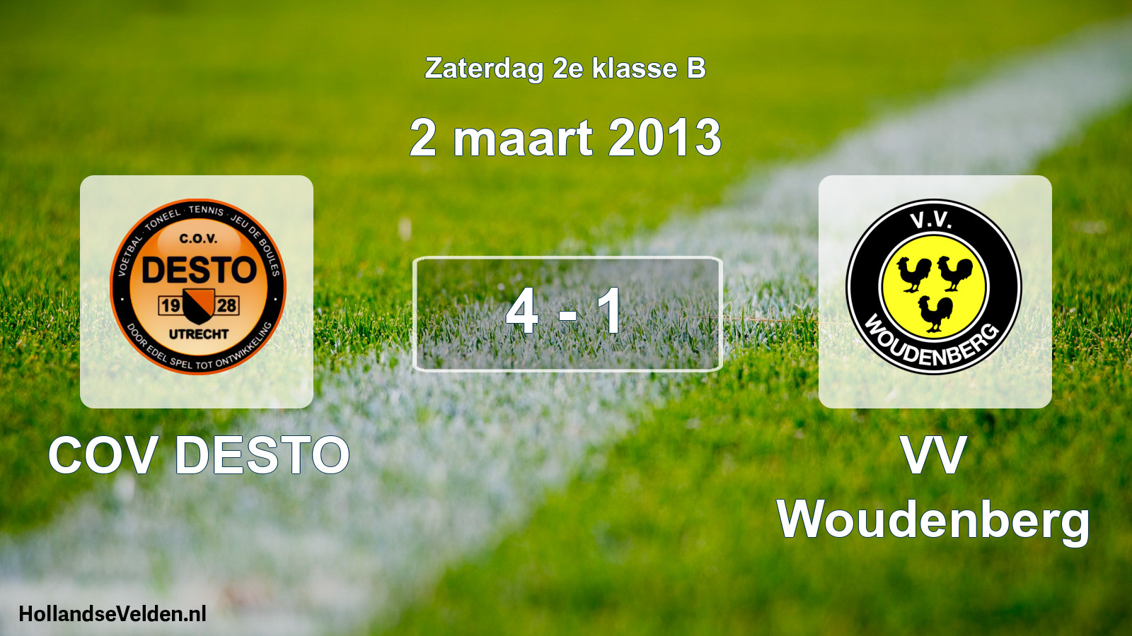 Total number of matches played: COV DESTO - VV Woudenberg 4 - 1 (2 March 2013)