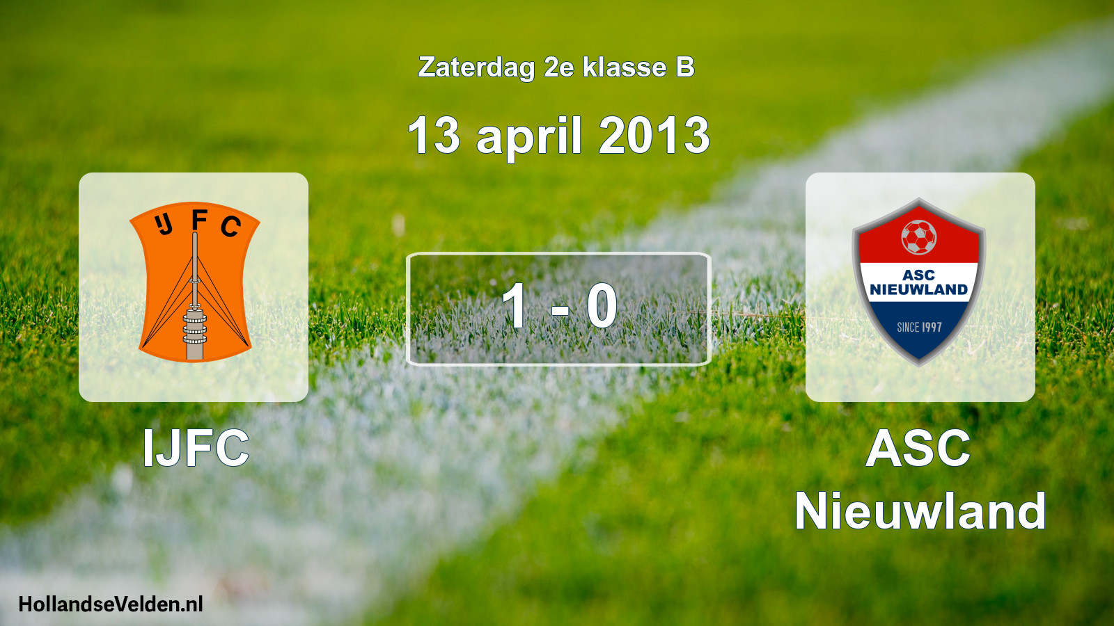 Total number of matches played: IJFC - ASC Nieuwland 1 - 0 (13 April 2013)