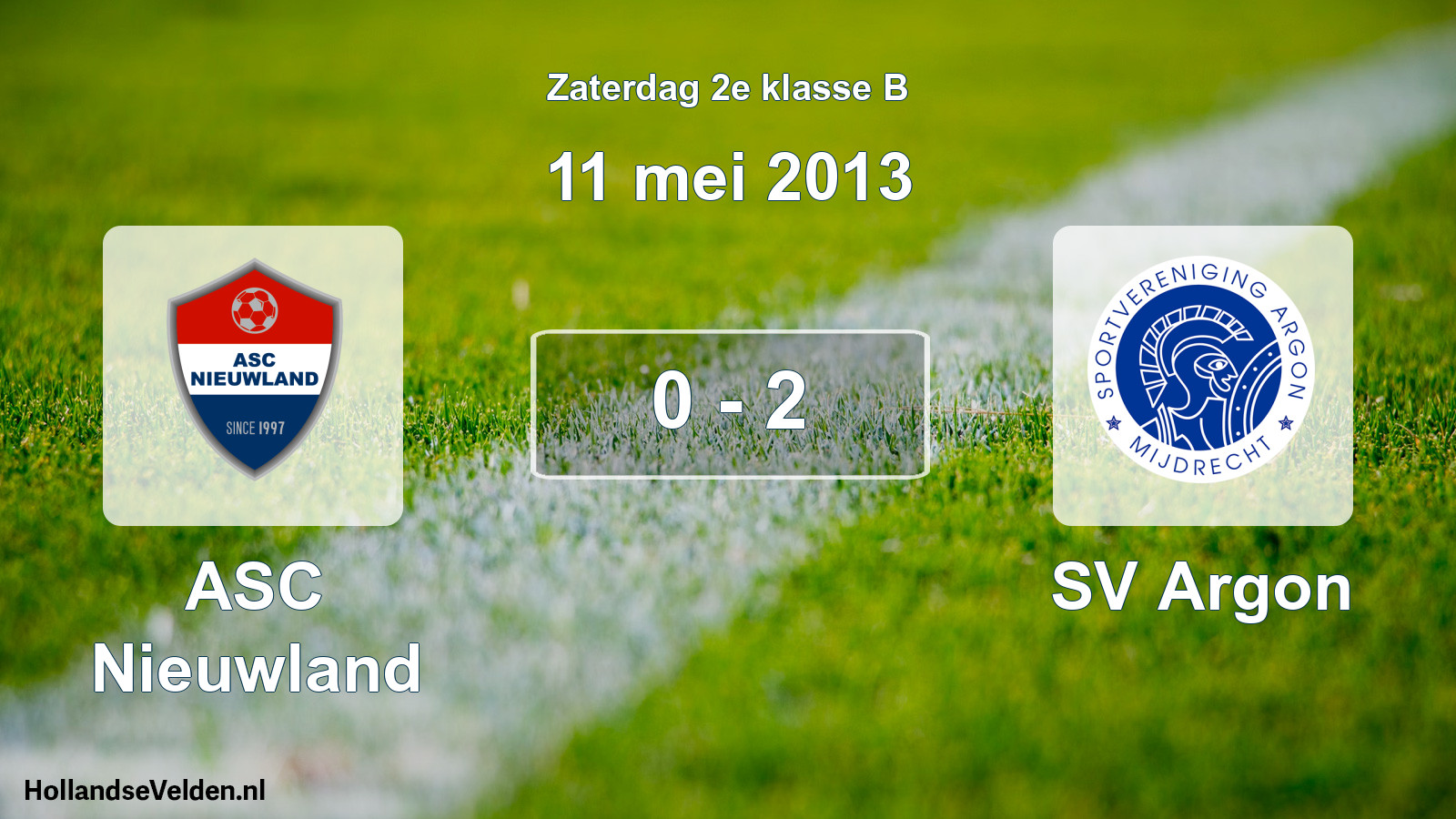 Total number of matches played: ASC Nieuwland - SV Argon 0 - 2 (11 May 2013)