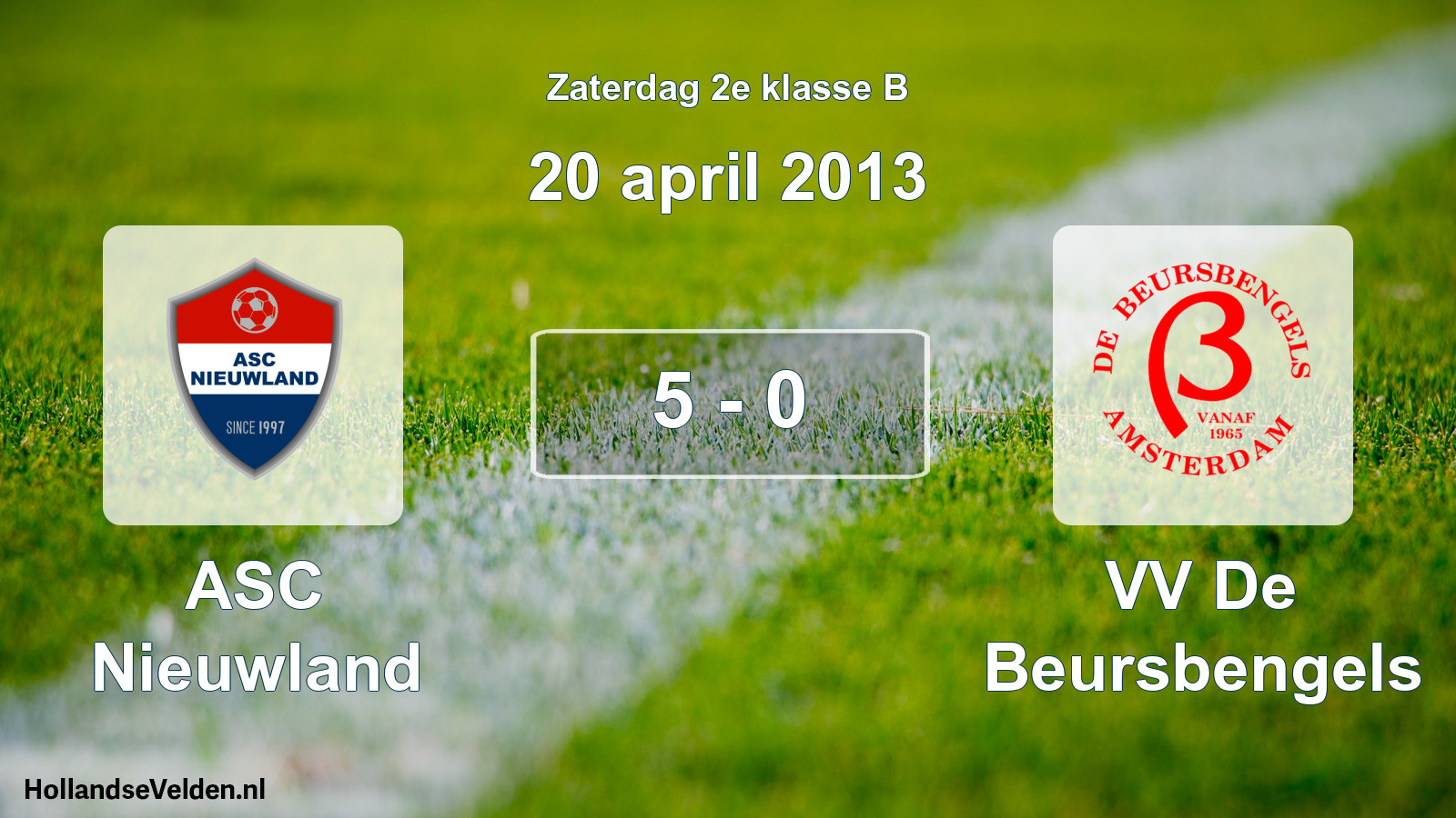Total number of matches played: ASC Nieuwland - VV De Beursbengels 5 - 0 (20 April 2013)