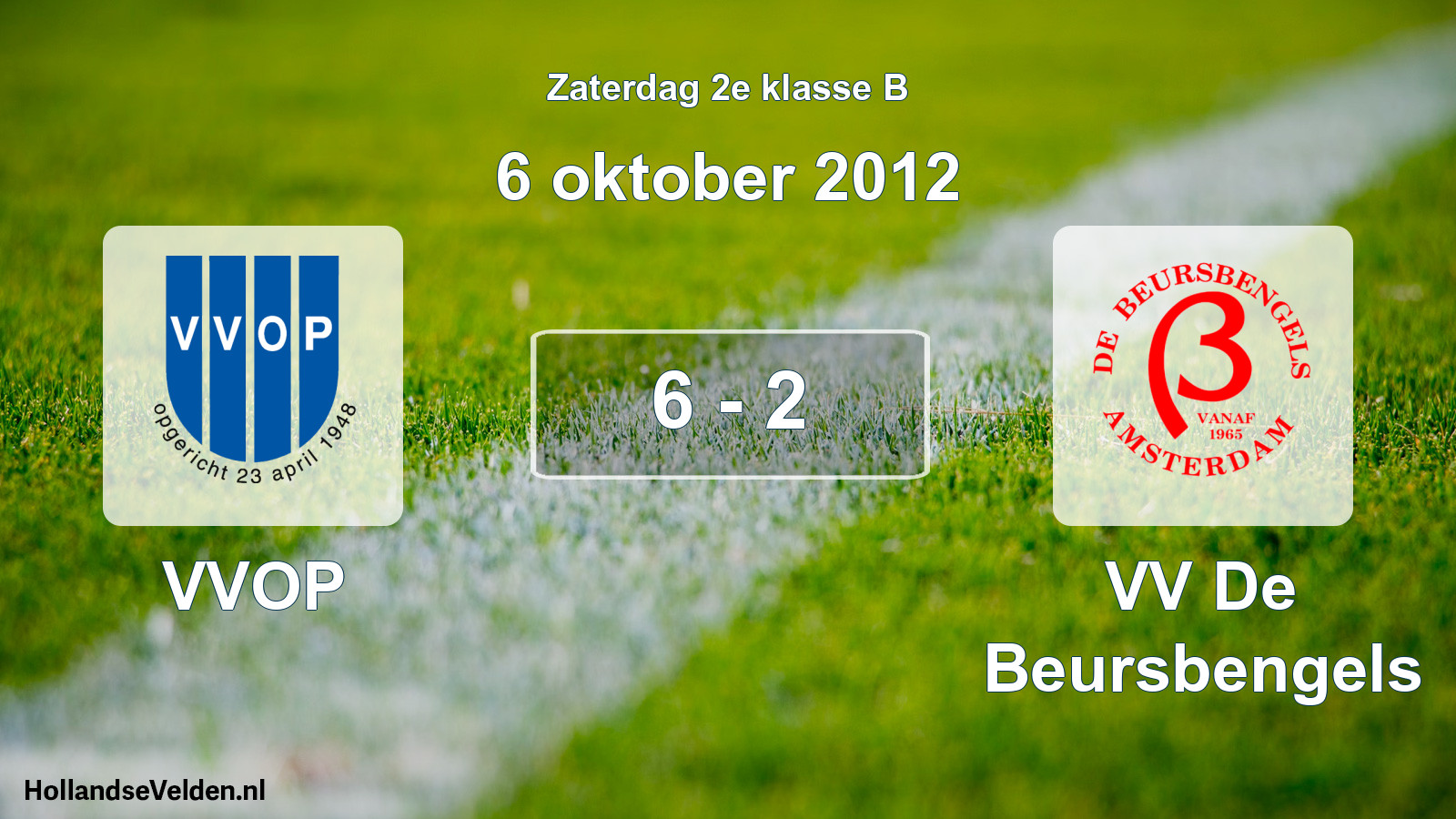 Total number of matches played: VVOP - VV De Beursbengels 6 - 2 (6 October 2012)