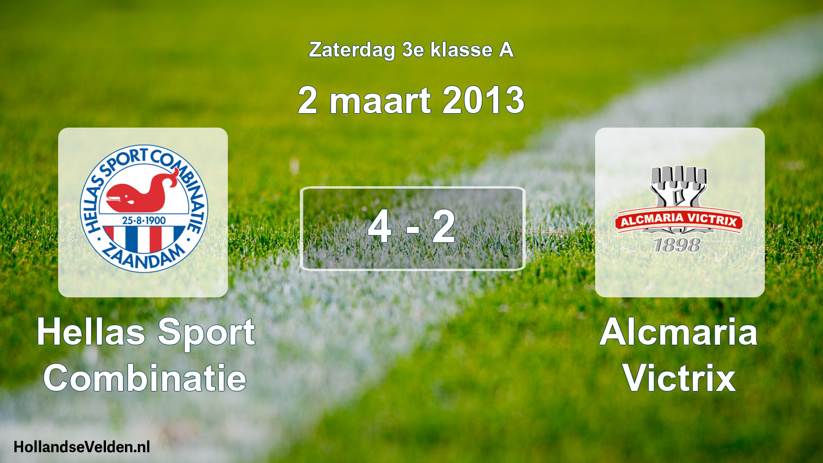 Total number of matches played: Hellas Sport Combinatie - Alcmaria Victrix 4 - 2 (2 March 2013)