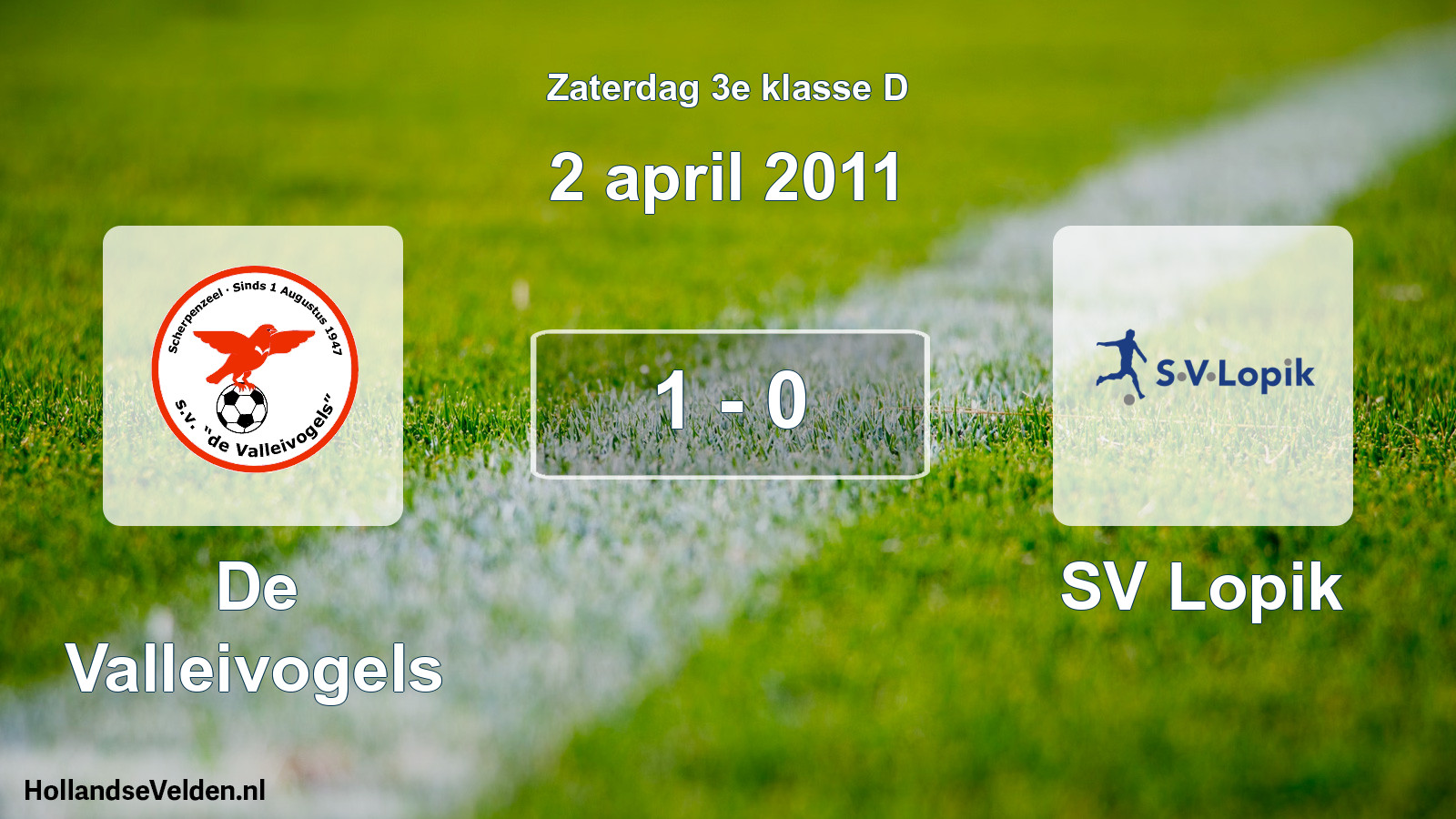 Total number of matches played: De Valleivogels - SV Lopik 1 - 0 (2 April 2011)