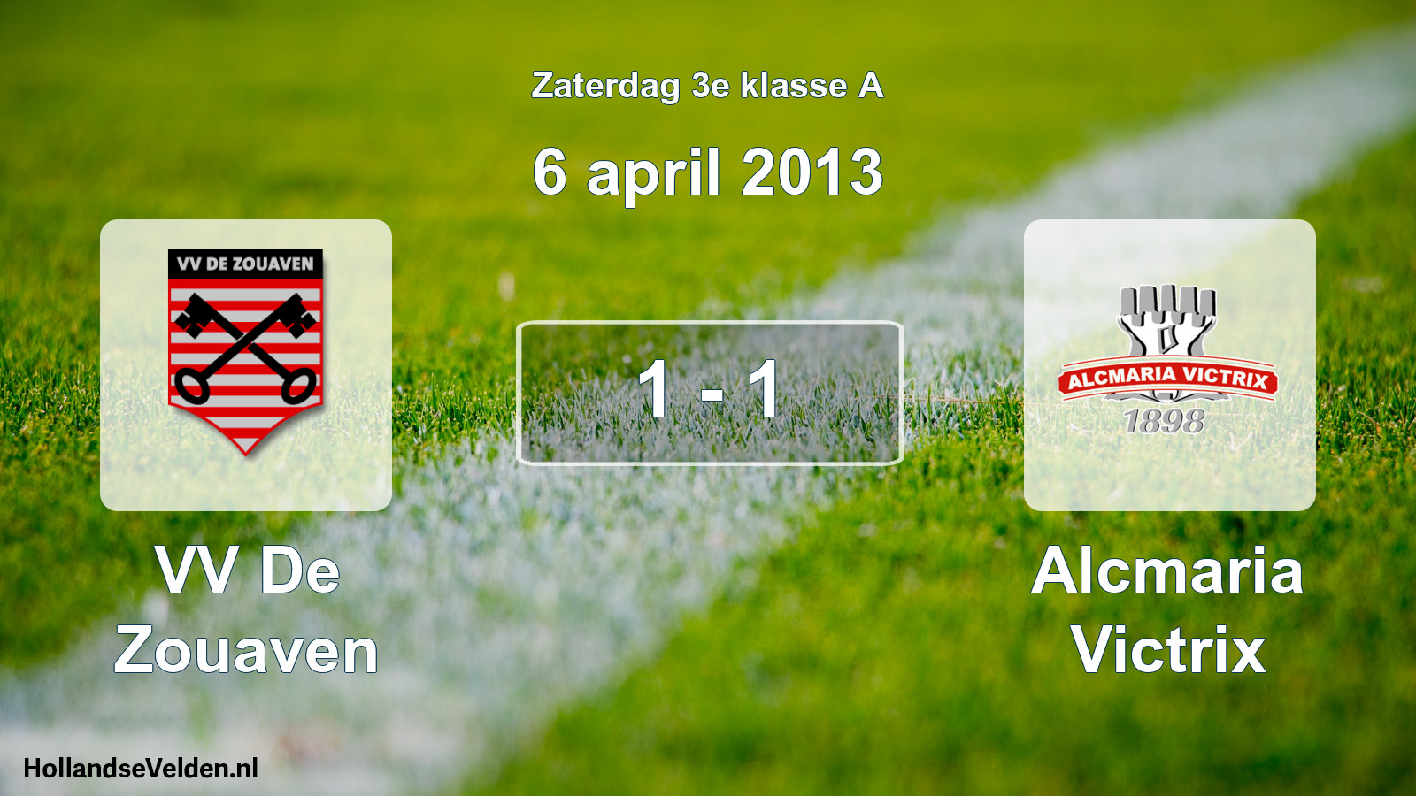 Total number of matches played: VV De Zouaven - Alcmaria Victrix 1 - 1 (6 April 2013)
