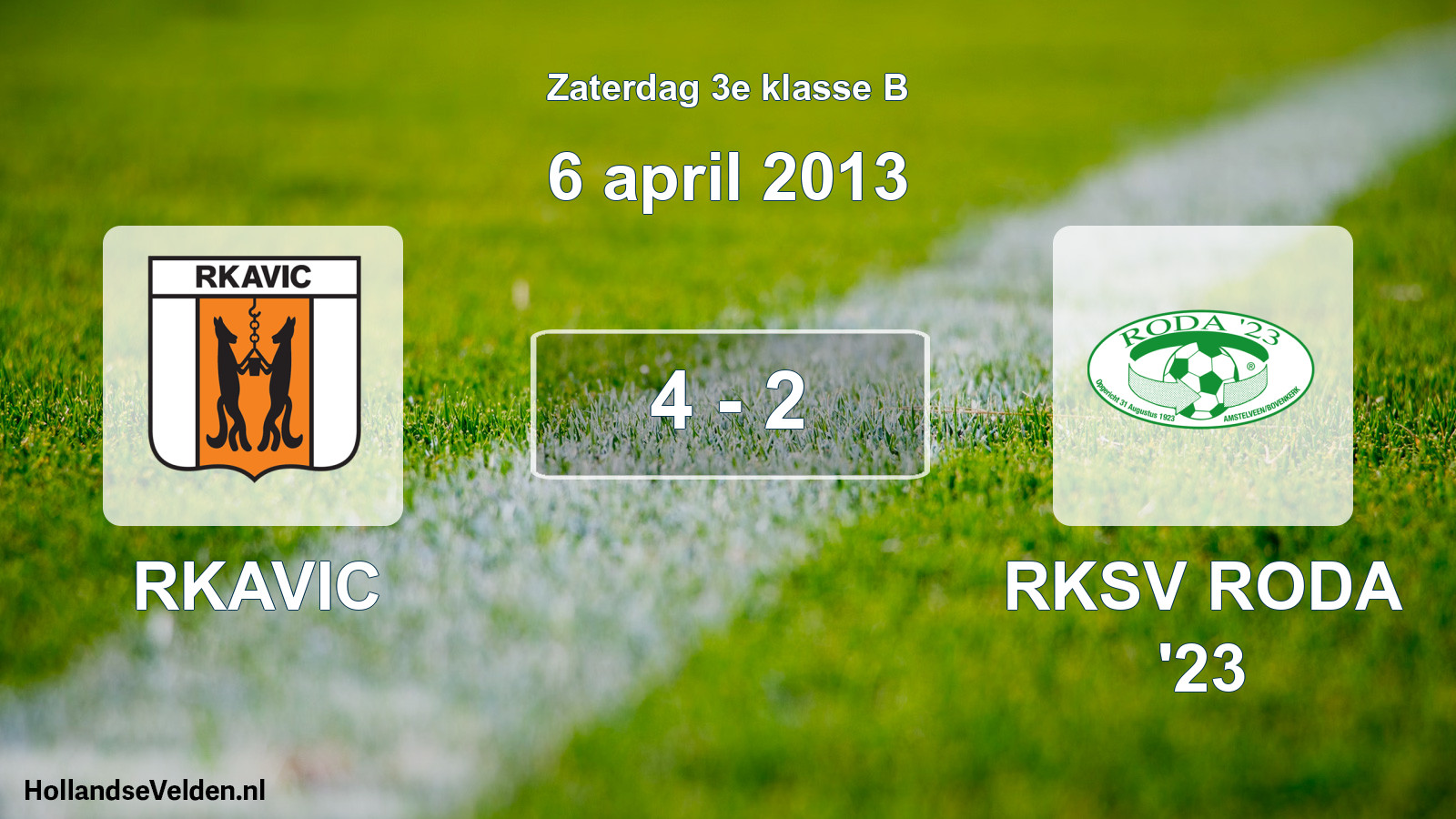 Total number of matches played: RKAVIC - RKSV RODA '23 4 - 2 (6 April 2013)