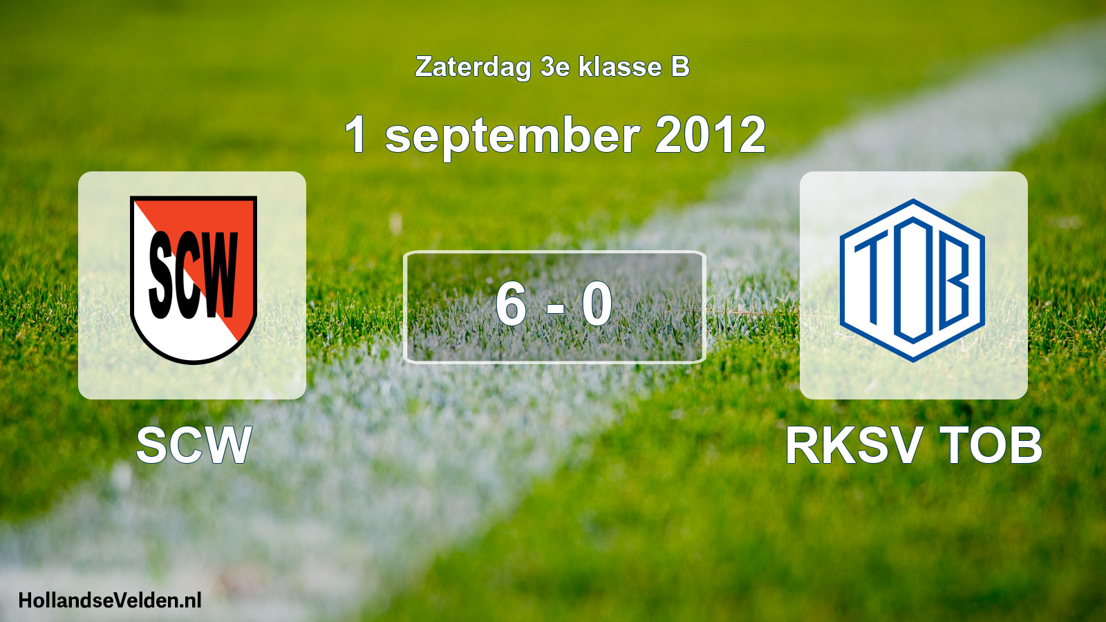 Total number of matches played: SCW - RKSV TOB 6 - 0 (1 September 2012)