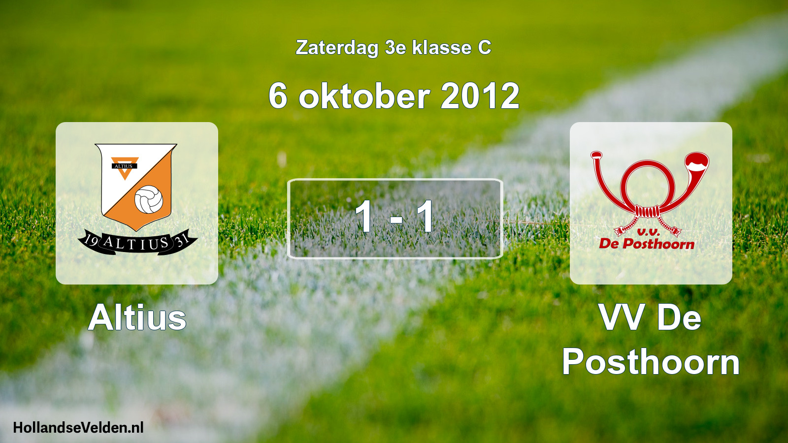 Total number of matches played: Altius - VV De Posthoorn 1 - 1 (6 October 2012)