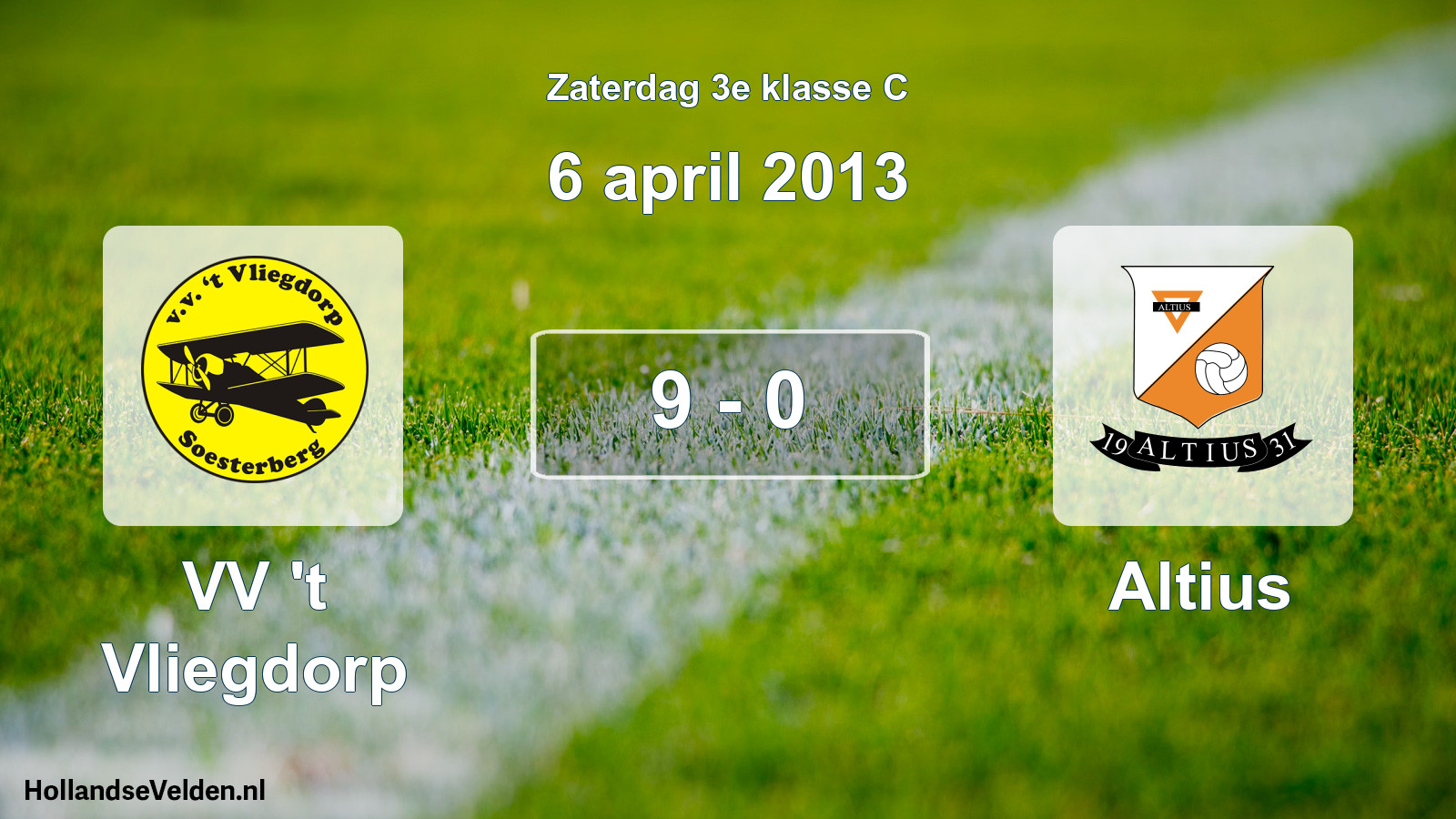 Total number of matches played: VV 't Vliegdorp - Altius 9 - 0 (6 April 2013)