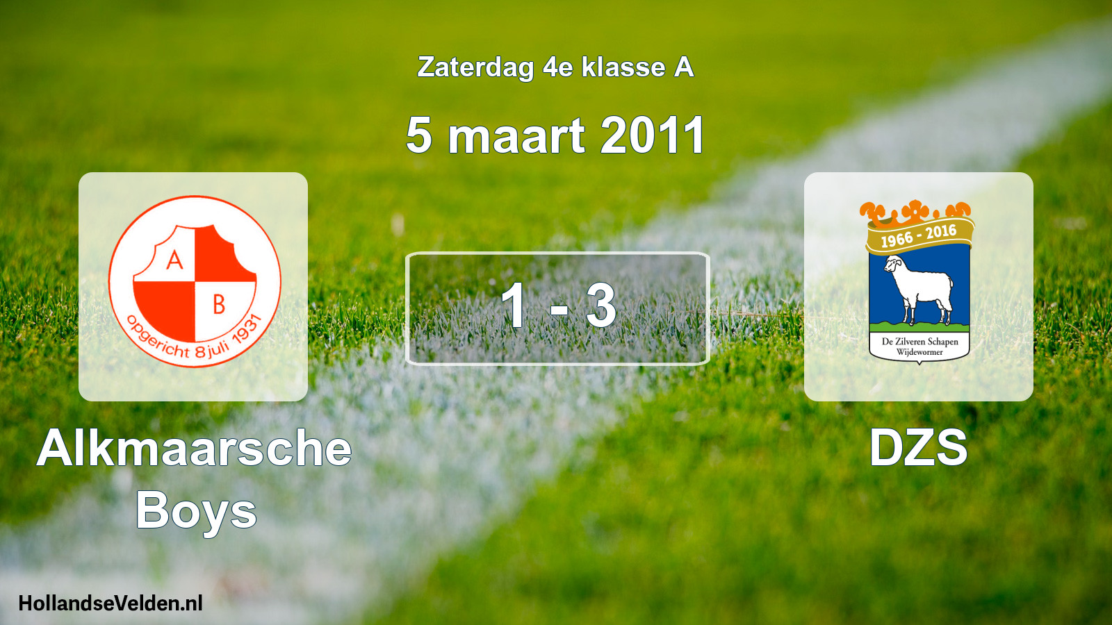 Total number of matches played: Alkmaarsche Boys - DZS 1 - 3 (5 March 2011)
