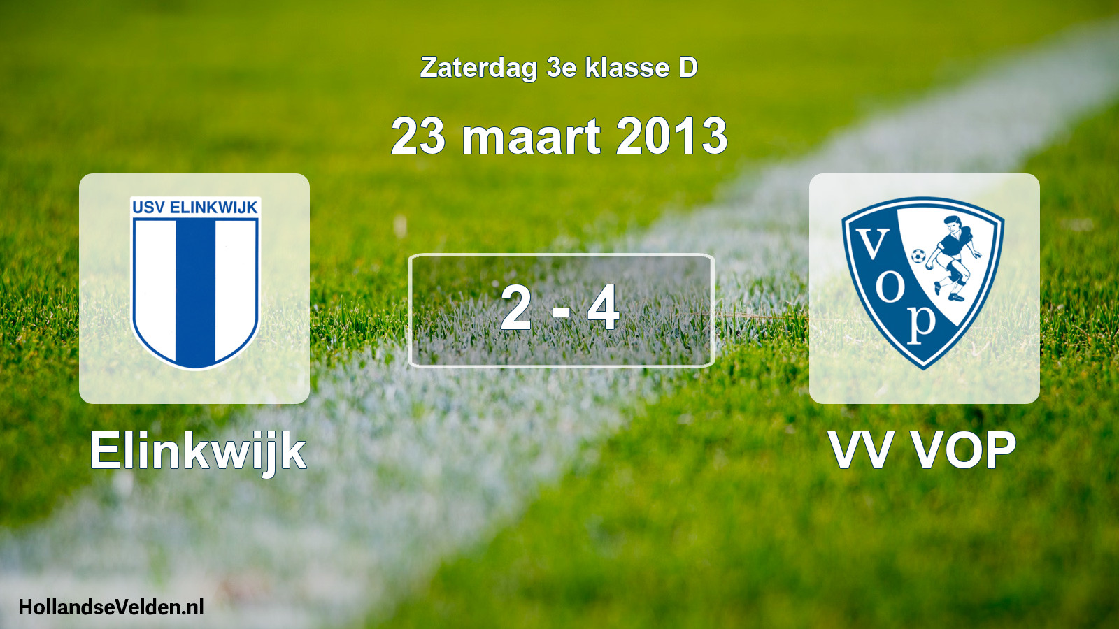 Total number of matches played: Elinkwijk - VV VOP 2 - 4 (23 March 2013)