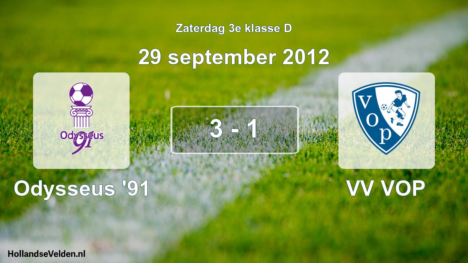 Total number of matches played: Odysseus '91 - VV VOP 3 - 1 (29 September 2012)