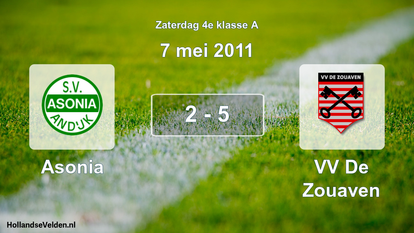 Total number of matches played: Asonia - VV De Zouaven 2 - 5 (7 May 2011)