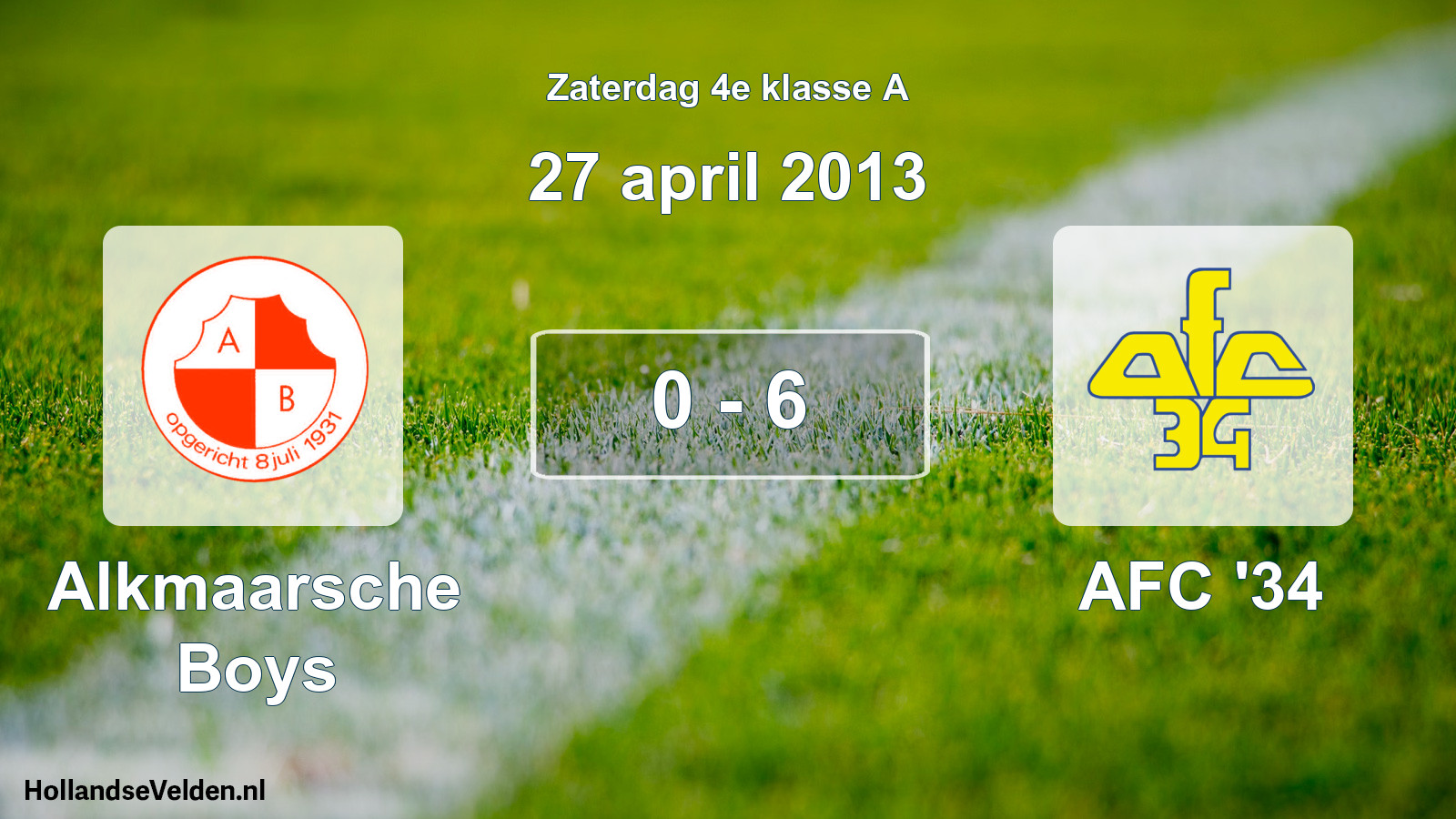 Total number of matches played: Alkmaarsche Boys - AFC '34 0 - 6 (27 April 2013)