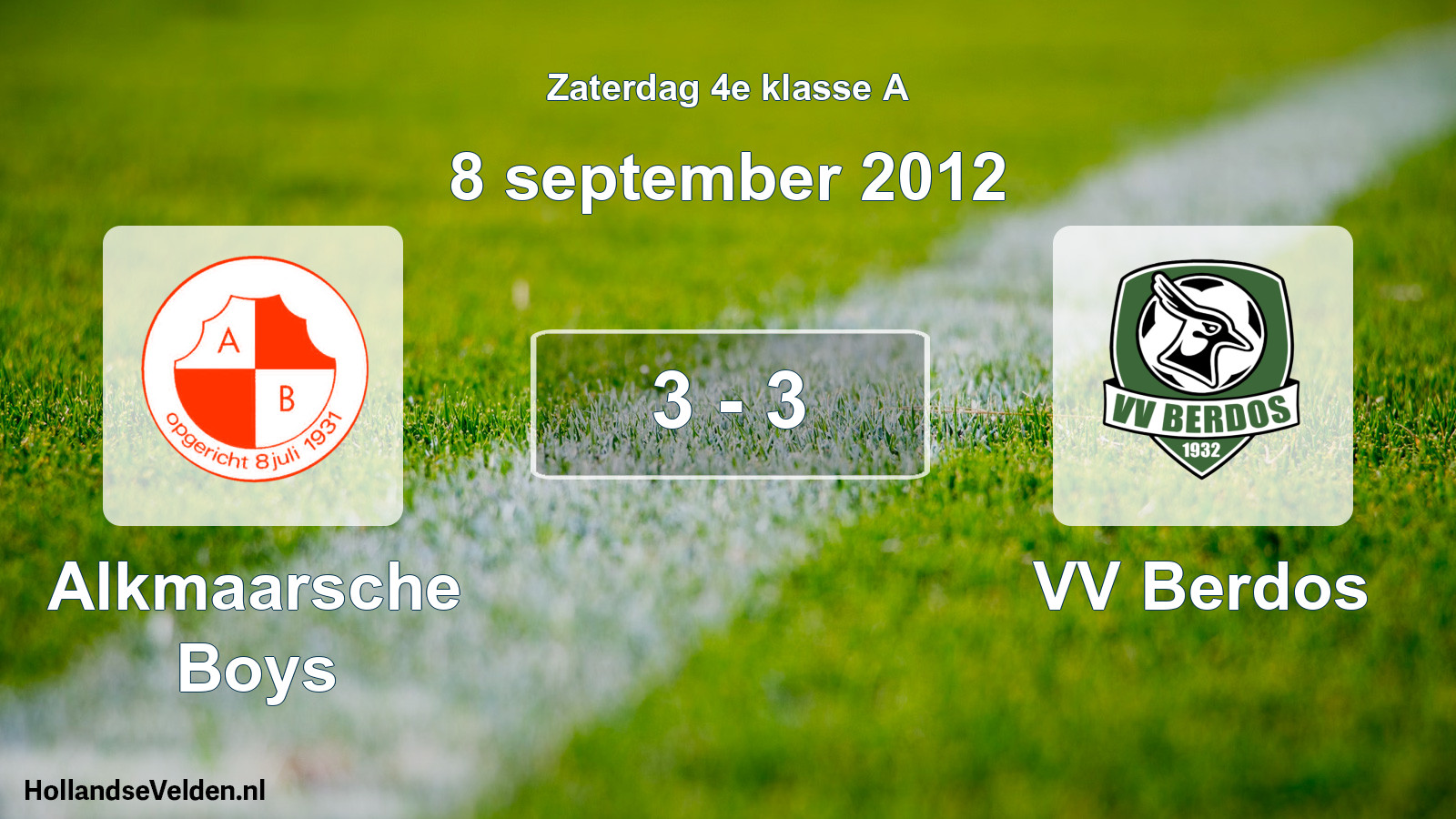 Total number of matches played: Alkmaarsche Boys - VV Berdos 3 - 3 (8 September 2012)