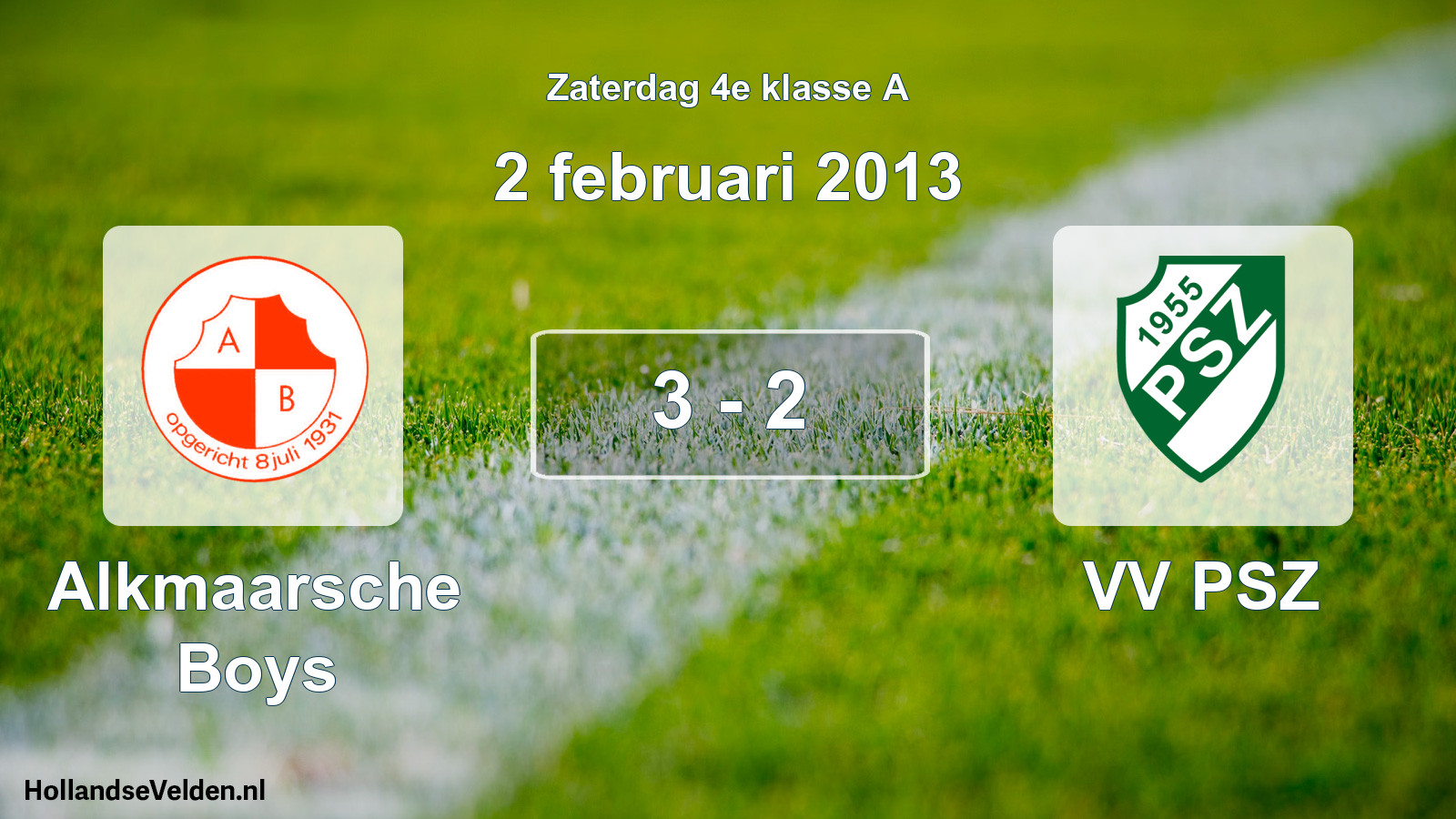 Total number of matches played: Alkmaarsche Boys - VV PSZ 3 - 2 (2 February 2013)