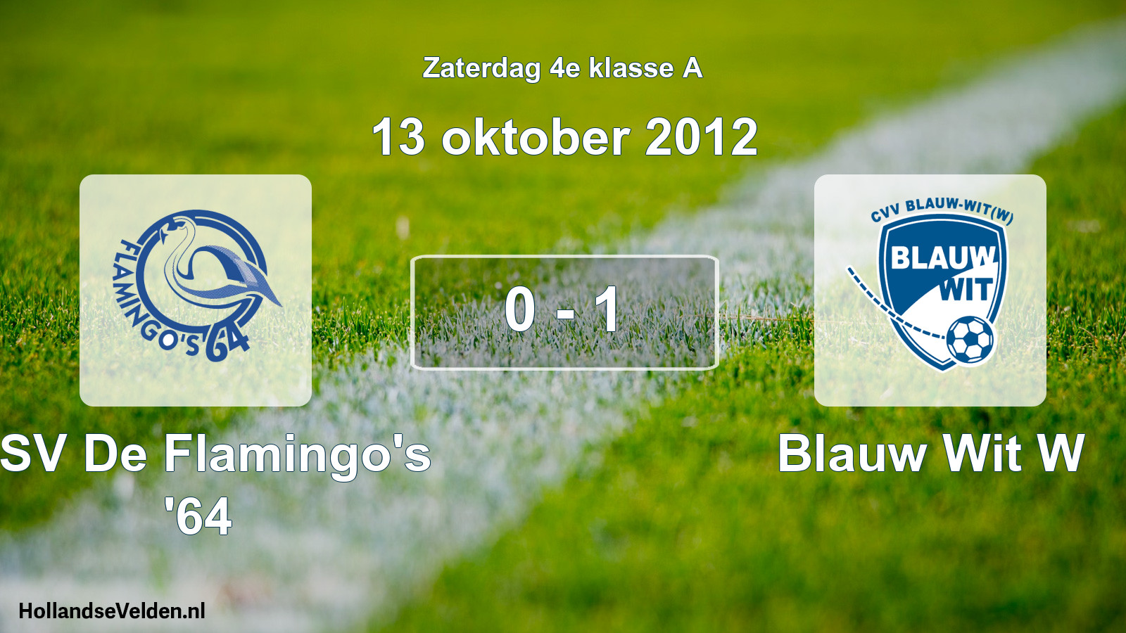Total number of matches played: ASV De Flamingo's '64 - Blauw Wit W 0 - 1 (13 October 2012)
