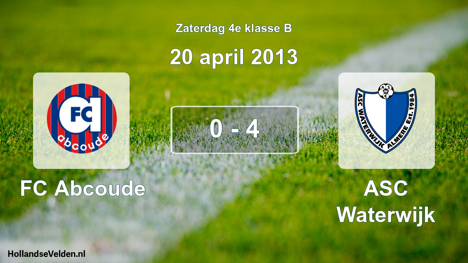 Total number of matches played: FC Abcoude - ASC Waterwijk 0 - 4 (20 April 2013)
