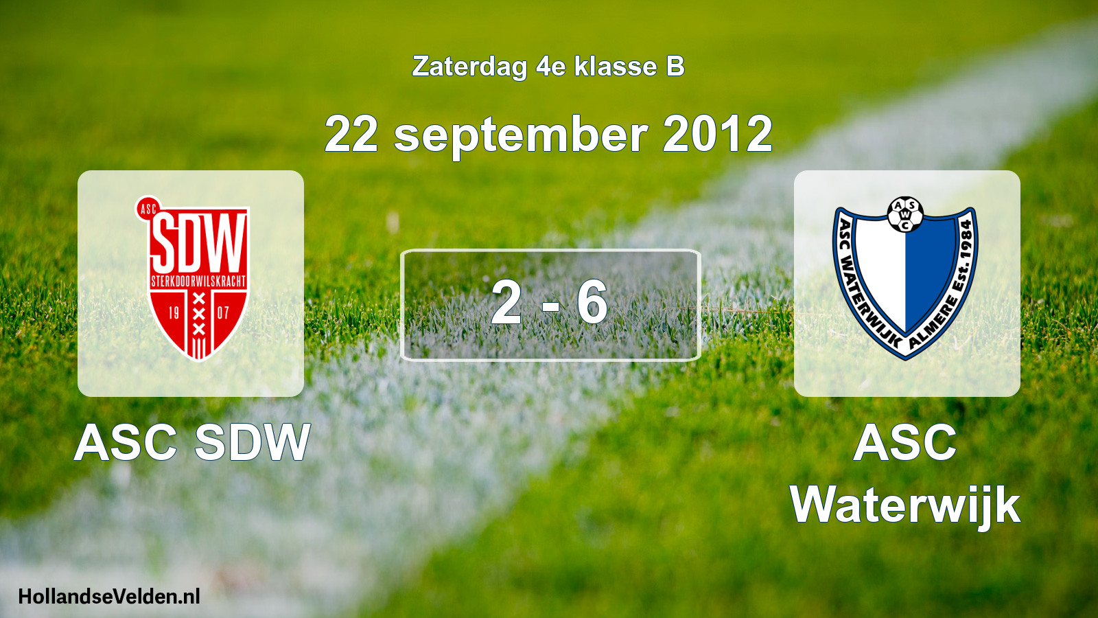 Total number of matches played: ASC SDW - ASC Waterwijk 2 - 6 (22 September 2012)