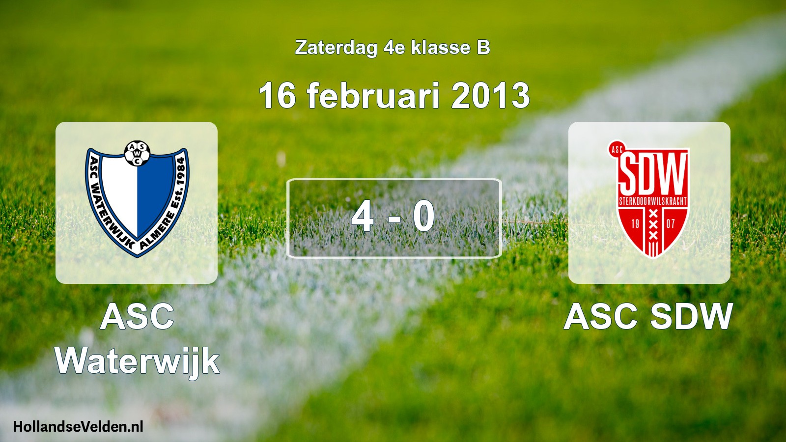 Total number of matches played: ASC Waterwijk - ASC SDW 4 - 0 (16 February 2013)