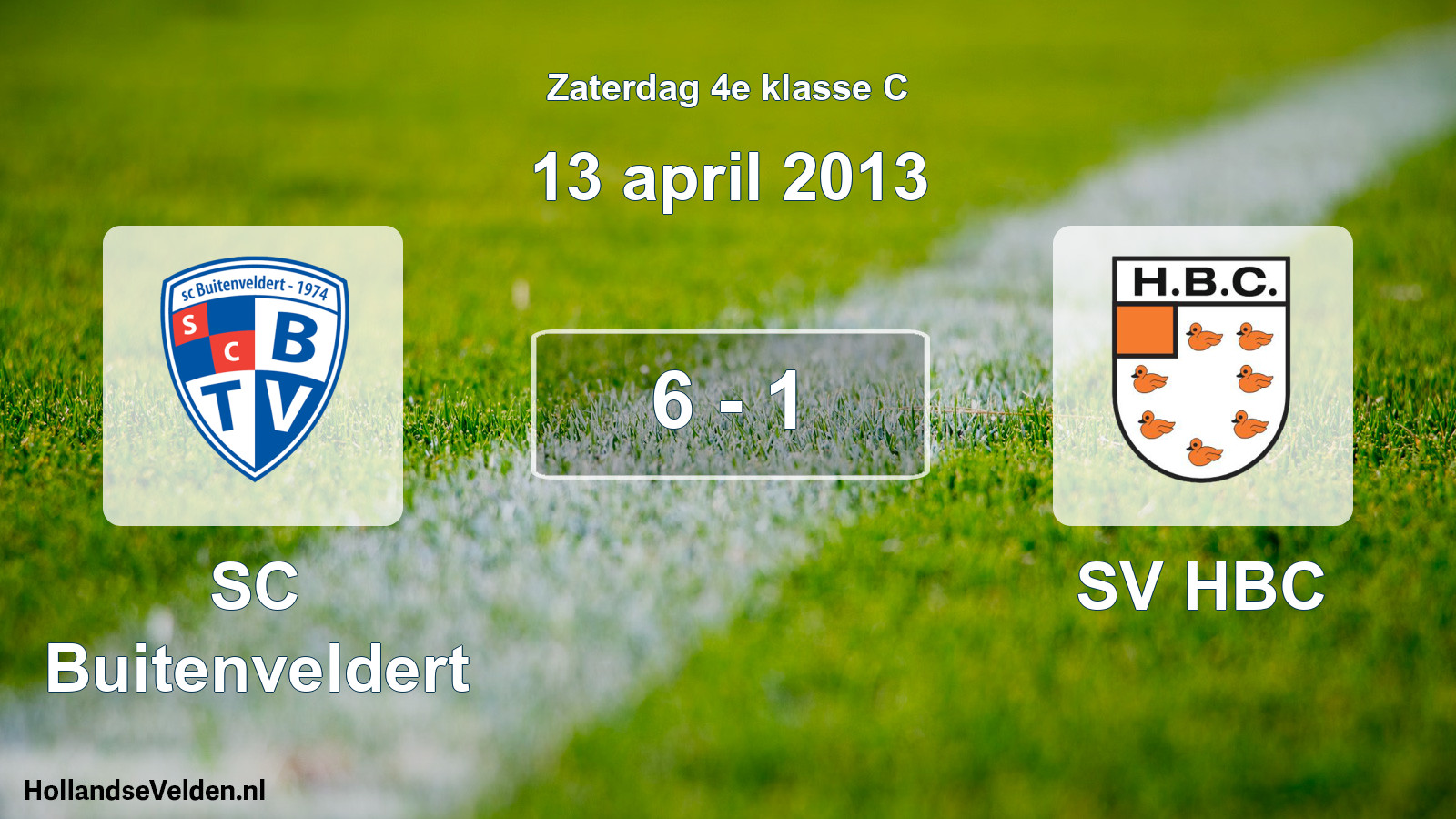 Total number of matches played: SC Buitenveldert - SV HBC 6 - 1 (13 April 2013)