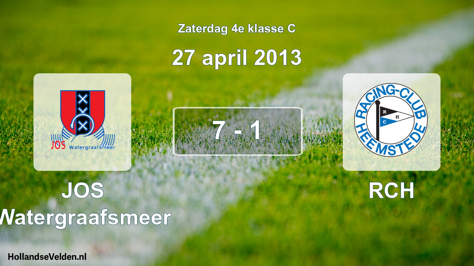 Total number of matches played: JOS Watergraafsmeer - RCH 7 - 1 (27 April 2013)