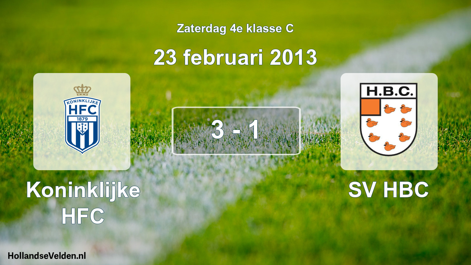 Total number of matches played: Koninklijke HFC - SV HBC 3 - 1 (23 February 2013)