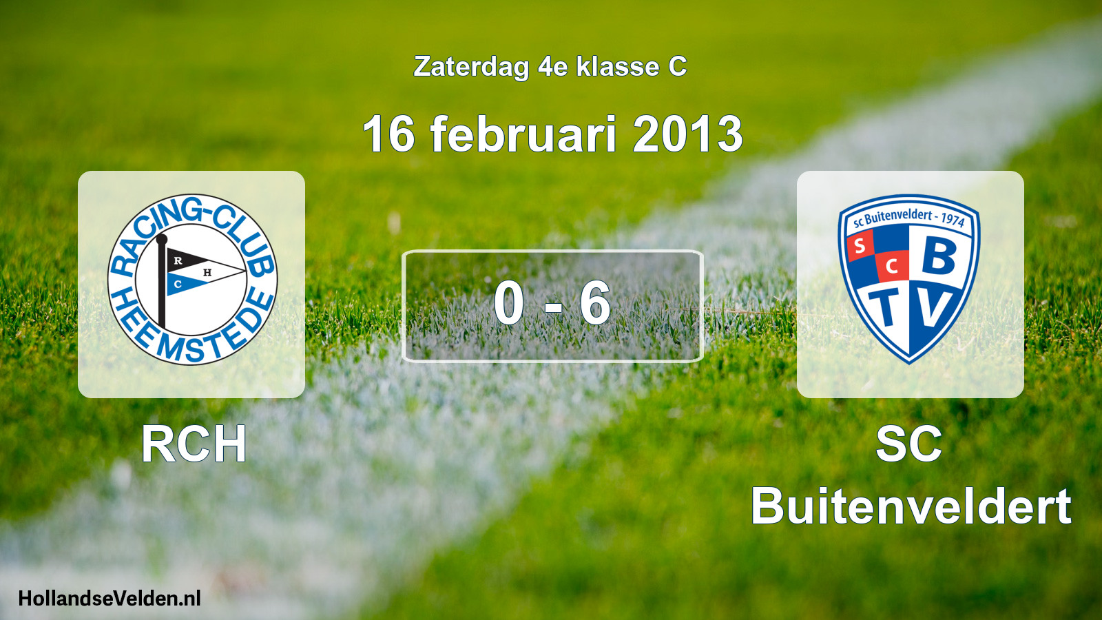Total number of matches played: RCH - SC Buitenveldert 0 - 6 (16 February 2013)