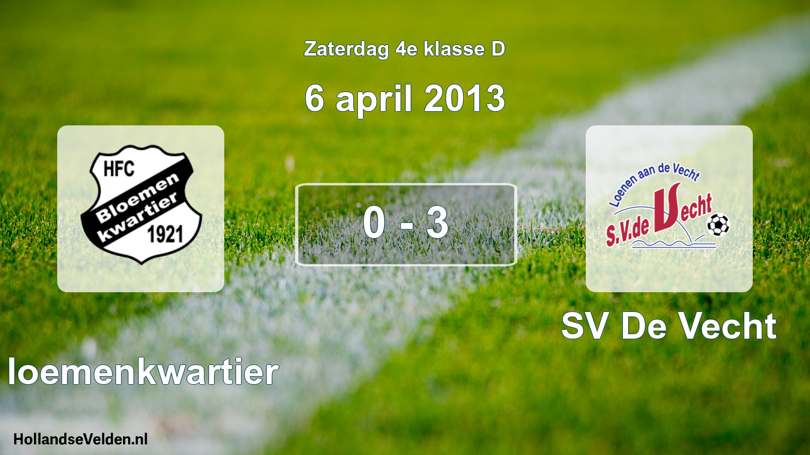 Total number of matches played: Bloemenkwartier - SV De Vecht 0 - 3 (6 April 2013)