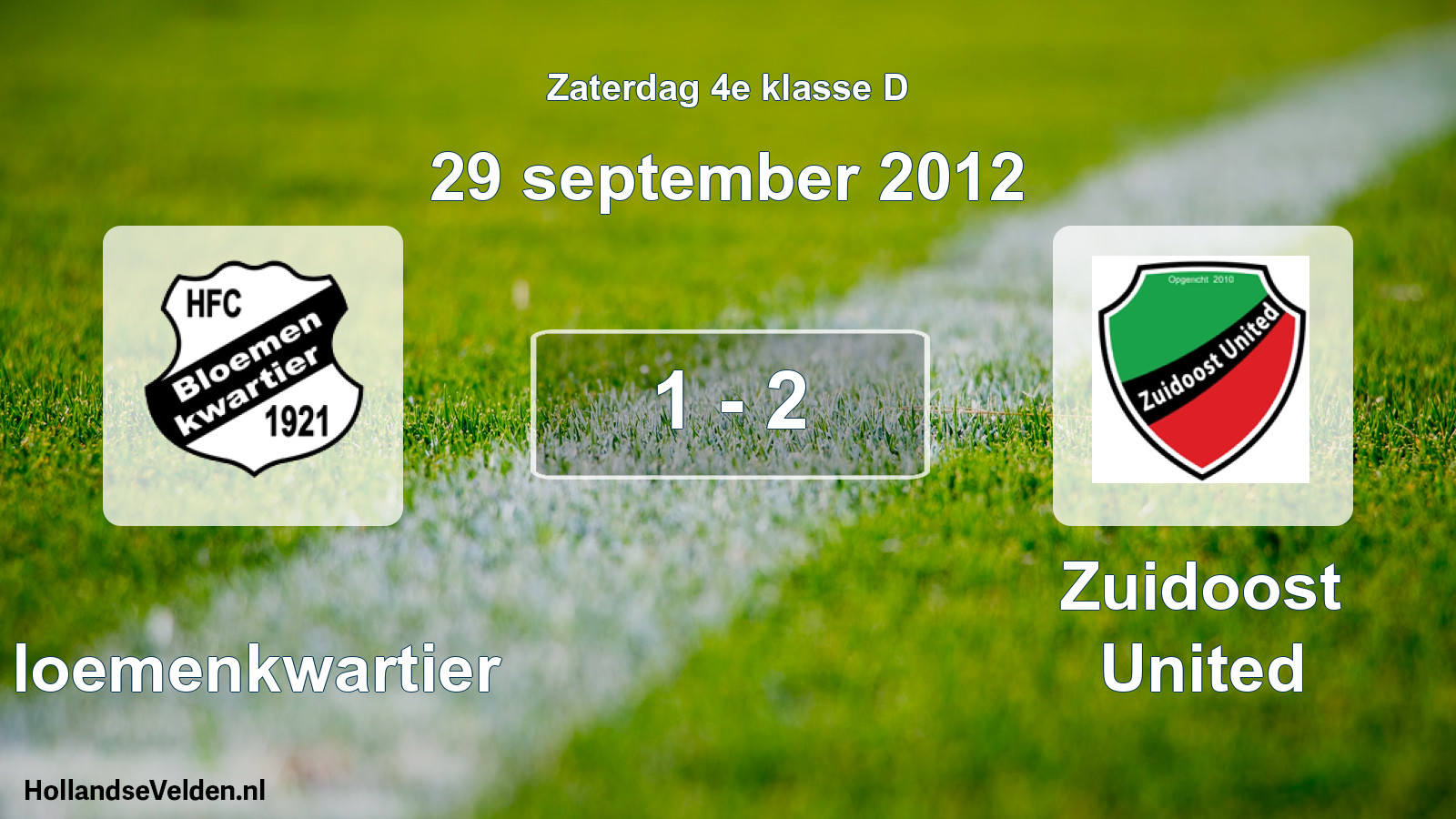 Total number of matches played: Bloemenkwartier - Zuidoost United 1 - 2 (29 September 2012)