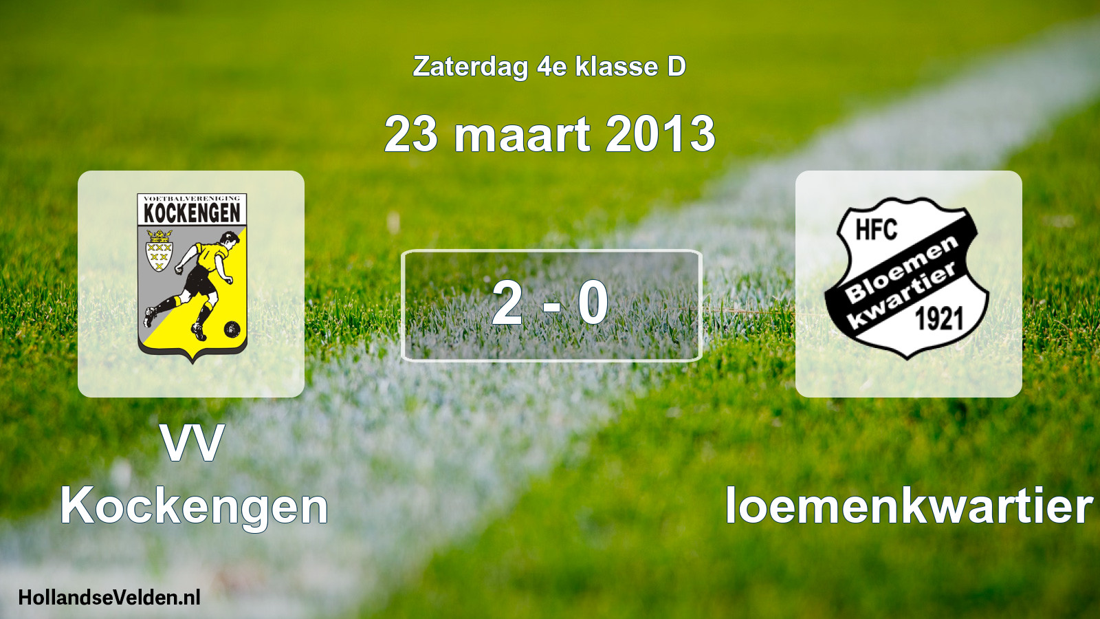 Total number of matches played: VV Kockengen - Bloemenkwartier 2 - 0 (23 March 2013)