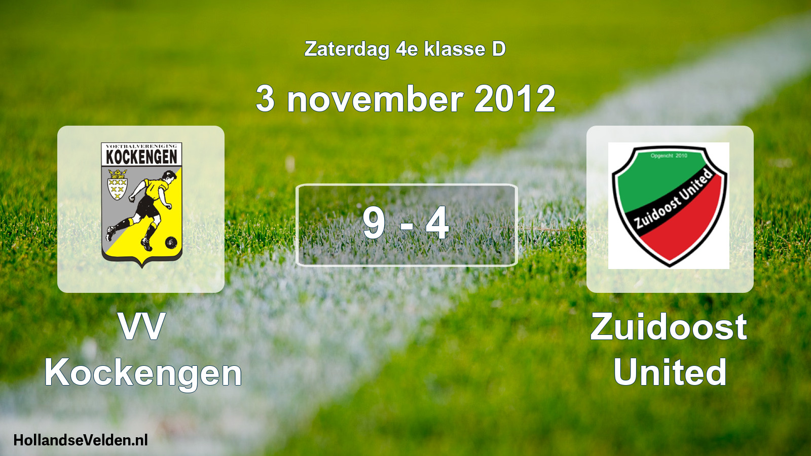 Total number of matches played: VV Kockengen - Zuidoost United 9 - 4 (3 November 2012)