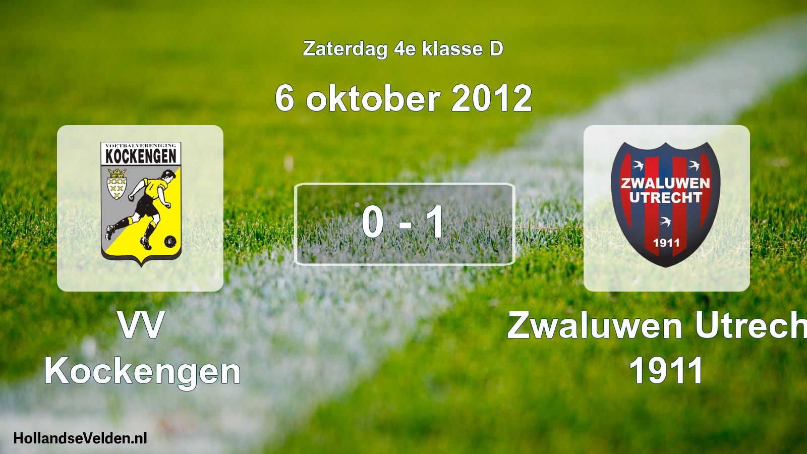 Total number of matches played: VV Kockengen - Zwaluwen Utrecht 1911 0 - 1 (6 October 2012)
