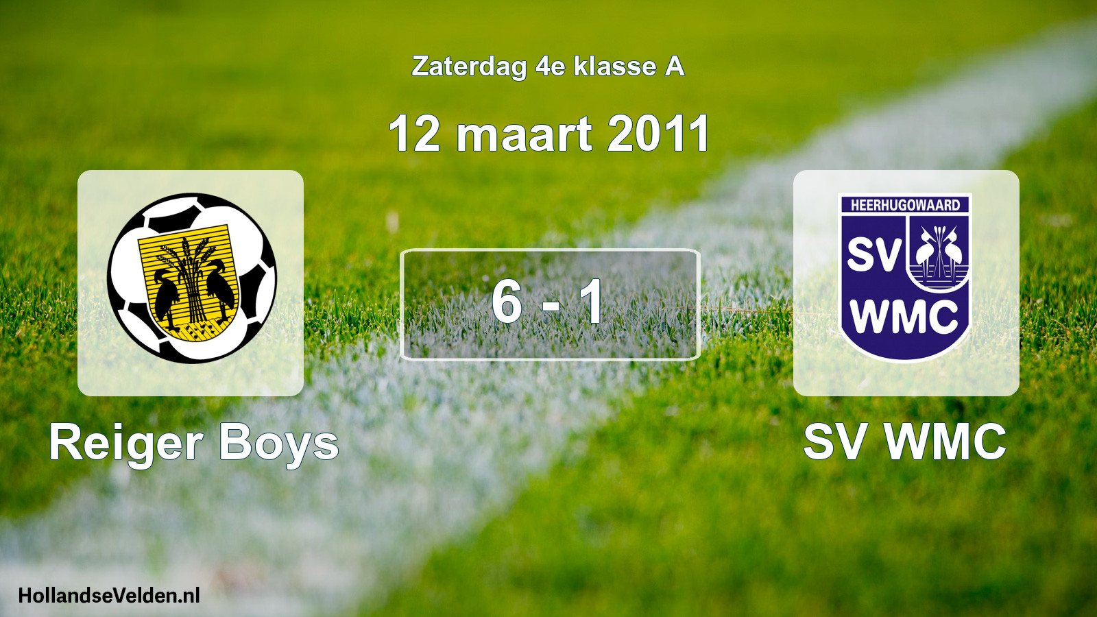 Total number of matches played: Reiger Boys - SV WMC 6 - 1 (12 March 2011)