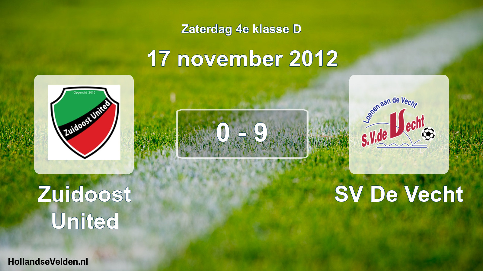 Total number of matches played: Zuidoost United - SV De Vecht 0 - 9 (17 November 2012)