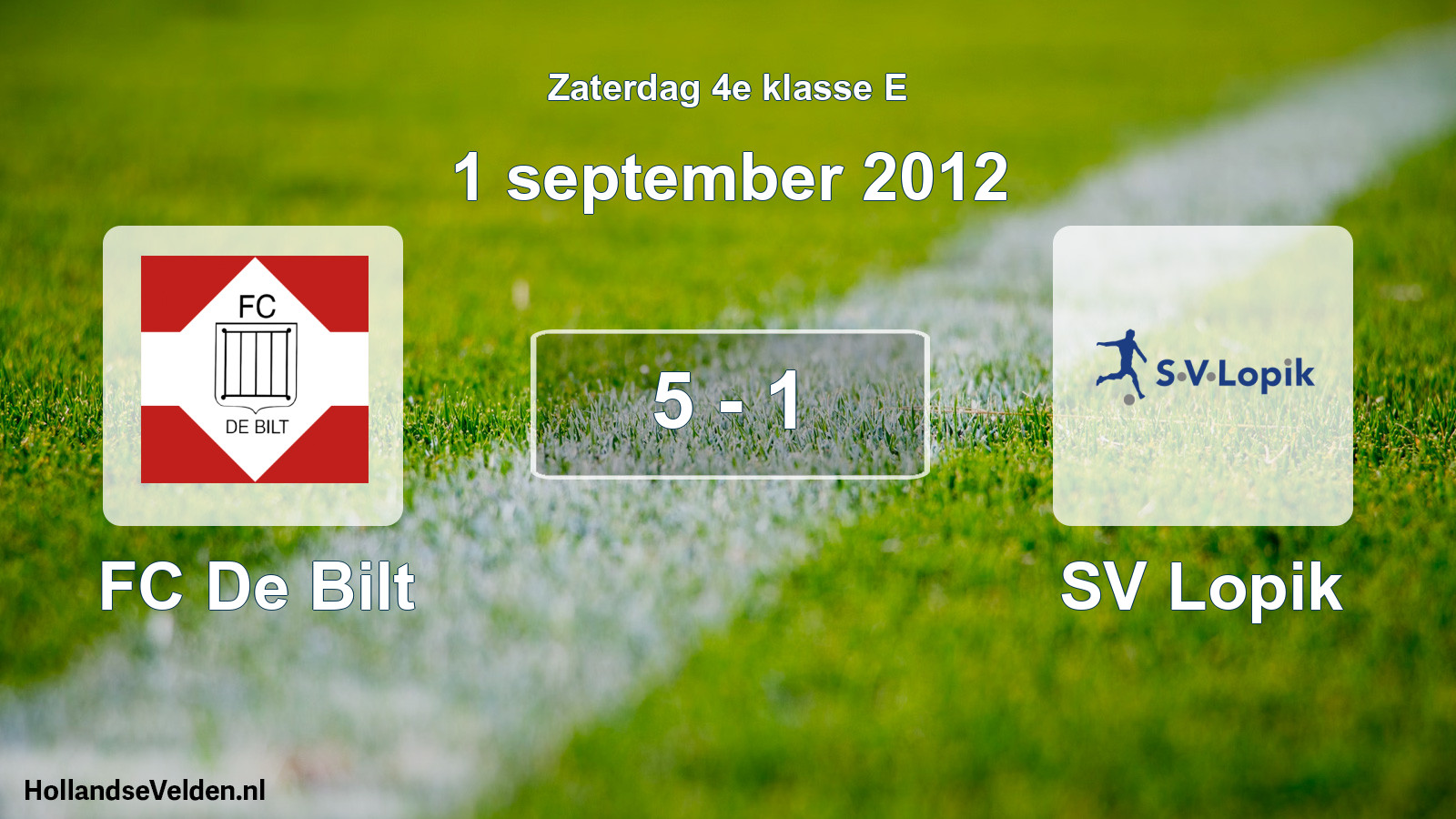 Total number of matches played: FC De Bilt - SV Lopik 5 - 1 (1 September 2012)