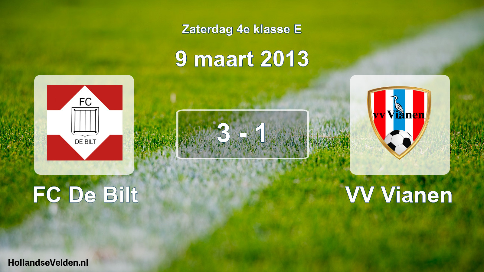 Total number of matches played: FC De Bilt - VV Vianen 3 - 1 (9 March 2013)