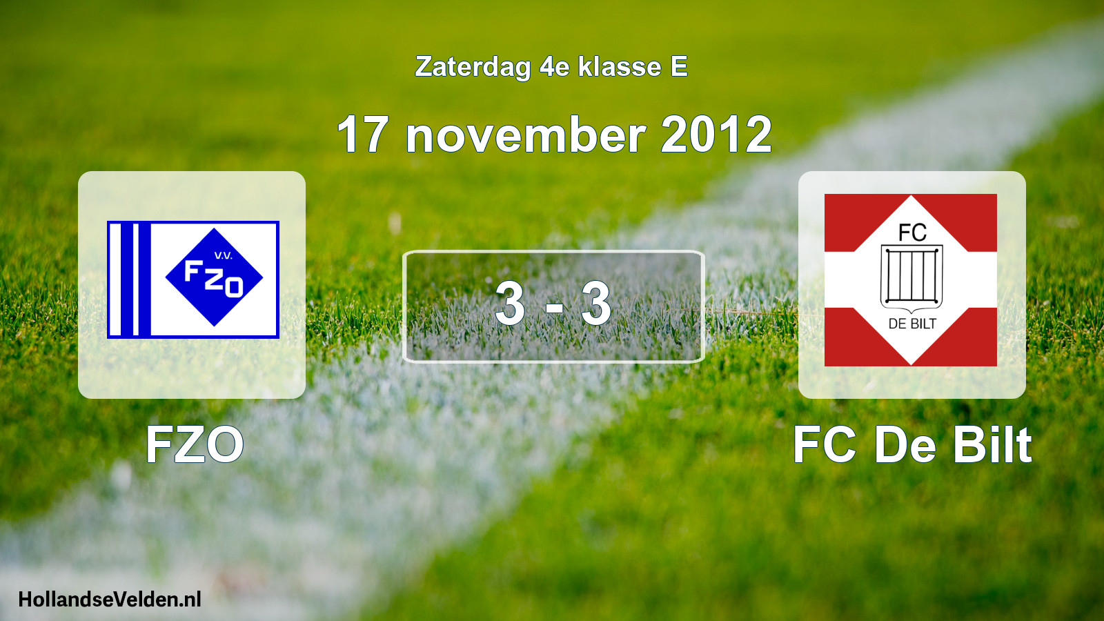 Total number of matches played: FZO - FC De Bilt 3 - 3 (17 November 2012)